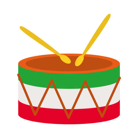 drum with mexican design over white background, flat style, vector illustrationのイラスト素材