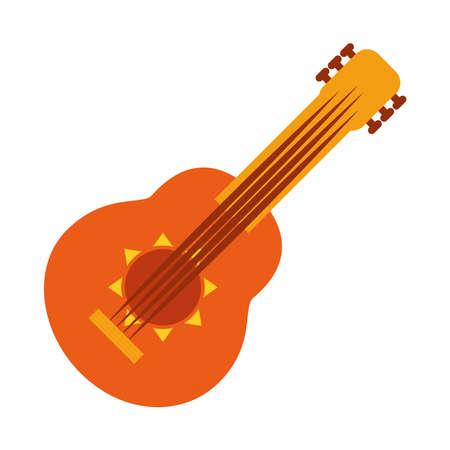 guitar instrument icon over white background, flat style, vector illustrationのイラスト素材