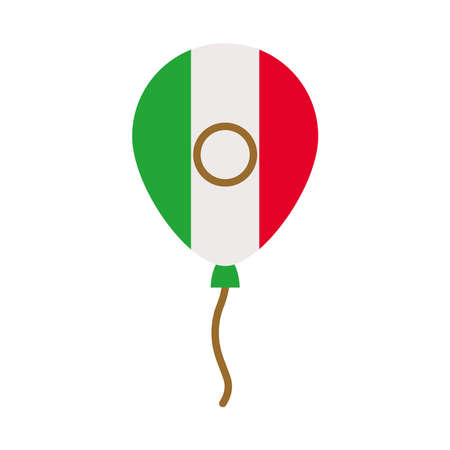 decorative balloon with mexican flag design over white background, flat style, vector illustrationのイラスト素材