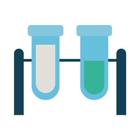 test tubes on stand over white background, flat style, vector illustrationのイラスト素材