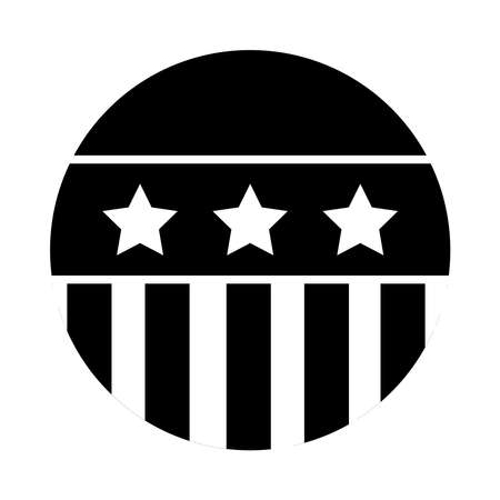 button with usa flag design over white background, silhouette style, vector illustrationのイラスト素材