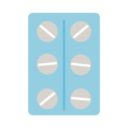 pills blister icon over white background, flat style, vector illustrationのイラスト素材