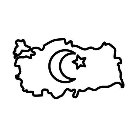 map of turkey with flag design over white background, line style, vector illustrationのイラスト素材