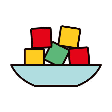 turkish delight icon over white background, line and fill style, vector illustrationのイラスト素材