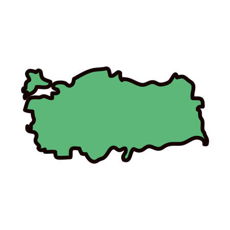 turkey map icon over white background, line and fill style, vector illustrationのイラスト素材