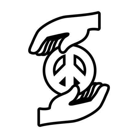 hands with peace symbol icon over white background, line style, vector illustrationのイラスト素材