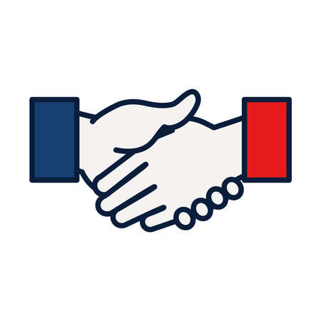 elections concept, hand shaking icon over white background, line and fill style, vector illustrationのイラスト素材