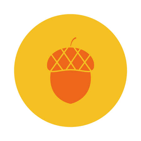 acorn icon over white background, block style, vector illustrationのイラスト素材