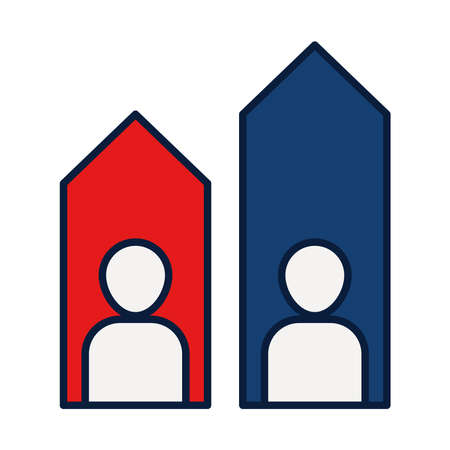 Analytic candidate poll bar graph result statistics over white background, line and fill style, vector illustrationのイラスト素材