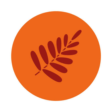 rowan leaves icon over white background, block style, vector illustrationのイラスト素材