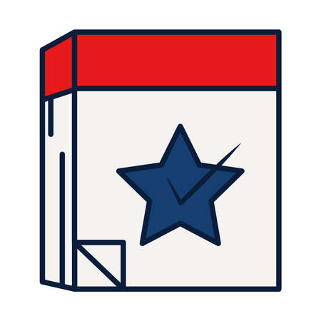 calendar with star icon over white background, line and fill style, vector illustrationのイラスト素材