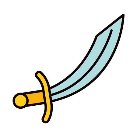 turkish sword icon over white background, line and fill style, vector illustrationのイラスト素材