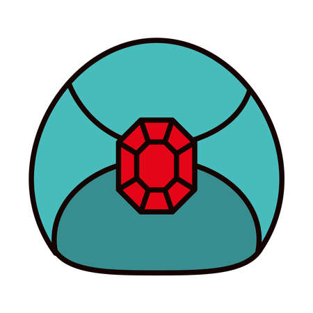 turkish turban icon over white background, line and fill style, vector illustrationのイラスト素材