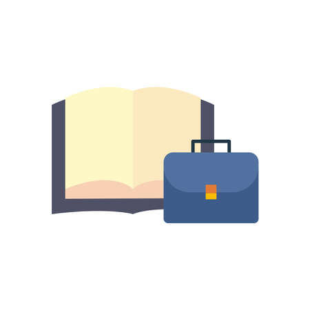 open business book with suitcase flat style icon design, Education literature and read theme Vector illustrationのイラスト素材
