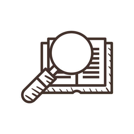 Lupe on book line style icon design, Tool search and magnifying glass theme Vector illustrationのイラスト素材