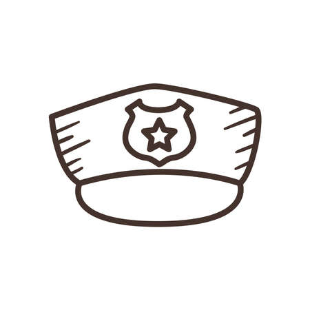 police cap line style icon design, Officer cop security law character job person people safety and crime theme Vector illustrationのイラスト素材