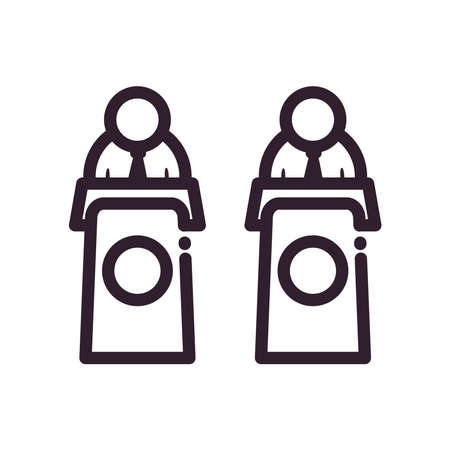 presidents on podiums line style icon design, election government campaign voting politician independence political and united theme Vector illustrationのイラスト素材