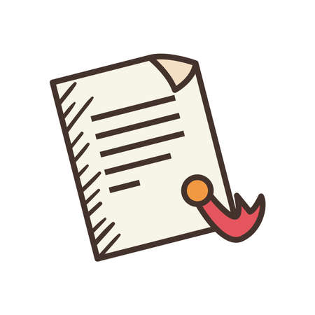 Document paper with seal stamp line and fill style icon design, Data archive and information theme Vector illustrationのイラスト素材