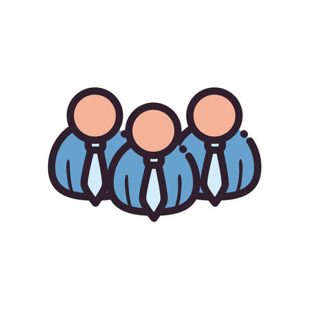Men avatars with neckties line and fill style icon design, Man boy male person and people theme Vector illustrationのイラスト素材