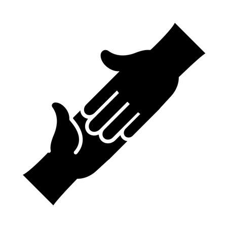 hands touching icon over white background, silhouette style, vector illustrationのイラスト素材