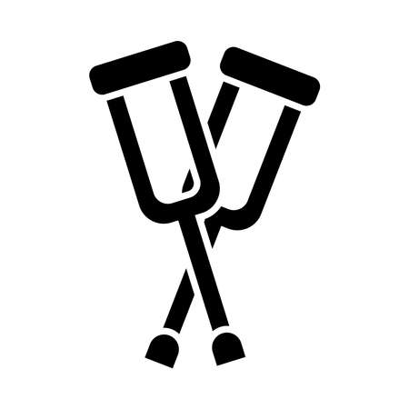 crossed crutches icon over white background, silhouette style, vector illustrationのイラスト素材