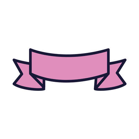 decorative ribbon icon over white background, line and fill style, vector illustrationのイラスト素材