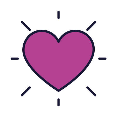 heart shining icon over white background, line and fill style, vector illustrationのイラスト素材