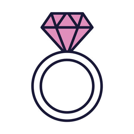 diamond ring icon over white background, line and fill style, vector illustrationのイラスト素材
