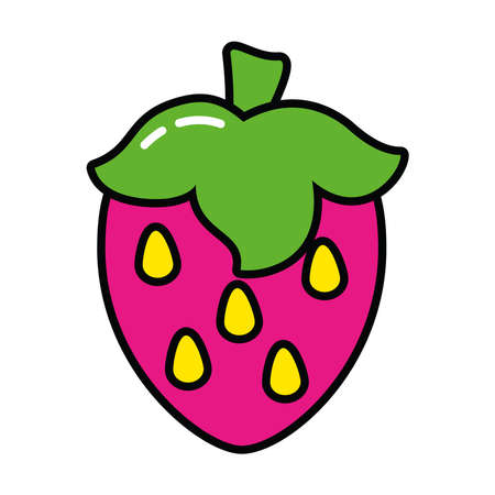 pop art elements concept, strawberry fruit icon over white background, line and fill style, vector illustrationのイラスト素材
