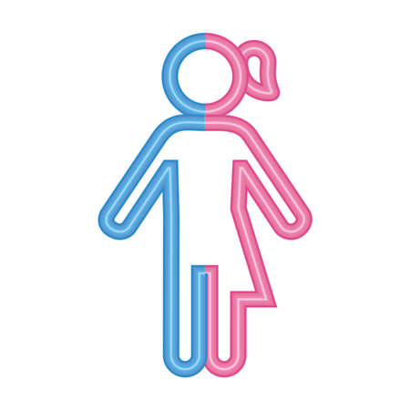 pictogram half man half woman icon over white background, neon style, vector illustrationのイラスト素材