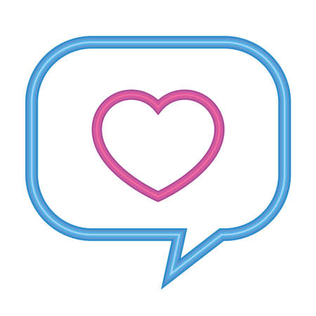 speech bubble with heart icon over white background, neon style, vector illustrationのイラスト素材