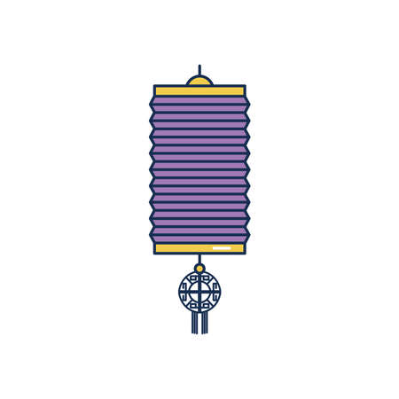 icon of chinese lamp over white background, line fill style, vector illustrationのイラスト素材