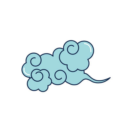 icon of oriental cloud over white background, line fill style, vector illustrationのイラスト素材
