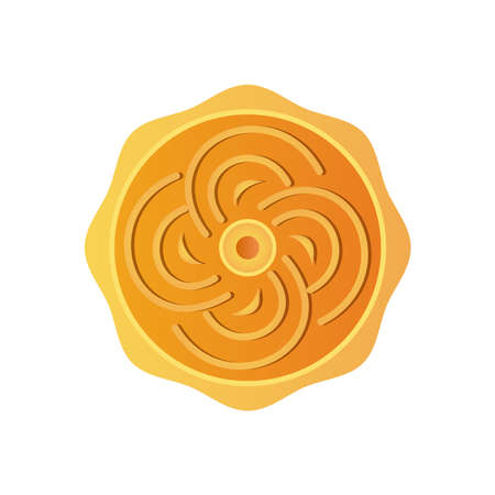 decorative mooncake icon over white background, detailed style, vector illustrationのイラスト素材
