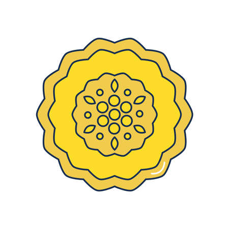 chinese mooncake icon over white background, line fill style, vector illustrationのイラスト素材