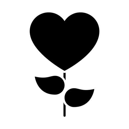 heart plant icon over white background, silhouette style, vector illustrationのイラスト素材
