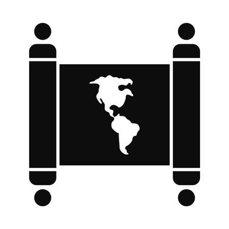 old map icon over white background, silhouette style, vector illustrationのイラスト素材