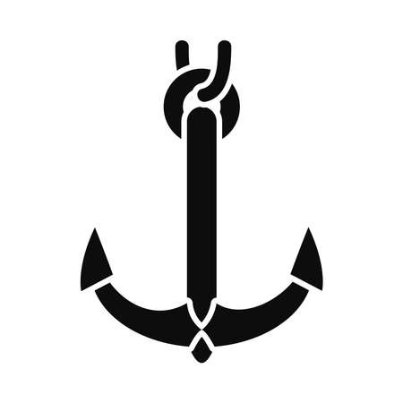anchor icon over white background, silhouette style, vector illustrationのイラスト素材