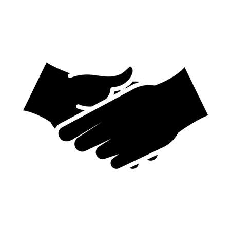 shaking hands icon over white background, silhouette style, vector illustrationのイラスト素材