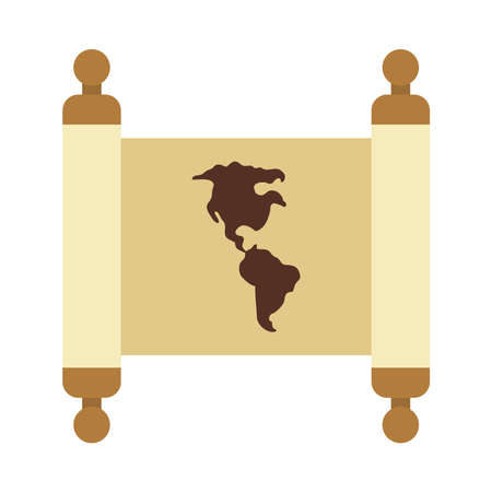 old map icon over white background, flat style, vector illustrationのイラスト素材
