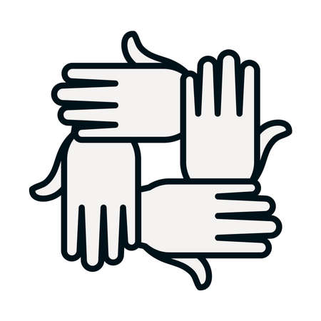 solidarity hands icon over white background, line and fill style, vector illustrationのイラスト素材