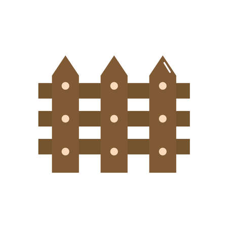 wooden fence icon over white background, flat style, vector illustrationのイラスト素材