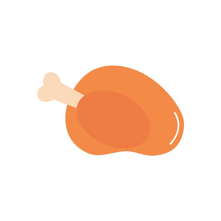 roasted chicken icon over white background, flat style, vector illustrationのイラスト素材