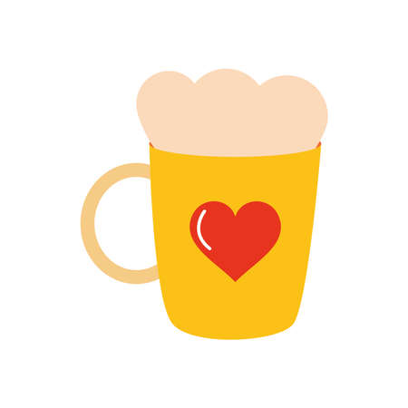 hot chocolate mug with heart icon over white background, flat style, vector illustrationのイラスト素材