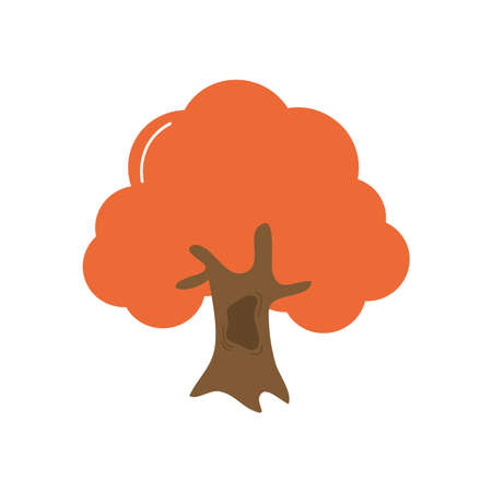 autumn tree icon over white background, flat style, vector illustrationのイラスト素材