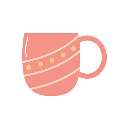 coffee mug icon over white background, flat style, vector illustrationのイラスト素材