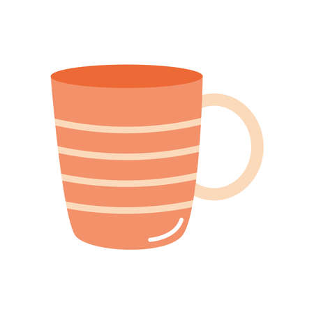 striped coffee mug icon over white background, flat style, vector illustrationのイラスト素材