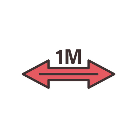 one meter arrow line and fill style icon design of Medical care health and emergency theme Vector...