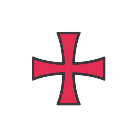 Columbus cross line and fill style icon design of america and discovery theme Vector illustrationのイラスト素材