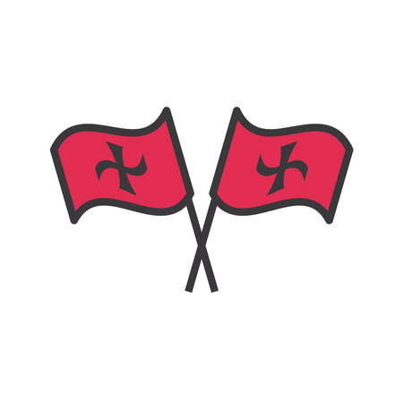 Columbus flags line and fill style icon design of america and discovery theme Vector illustrationのイラスト素材